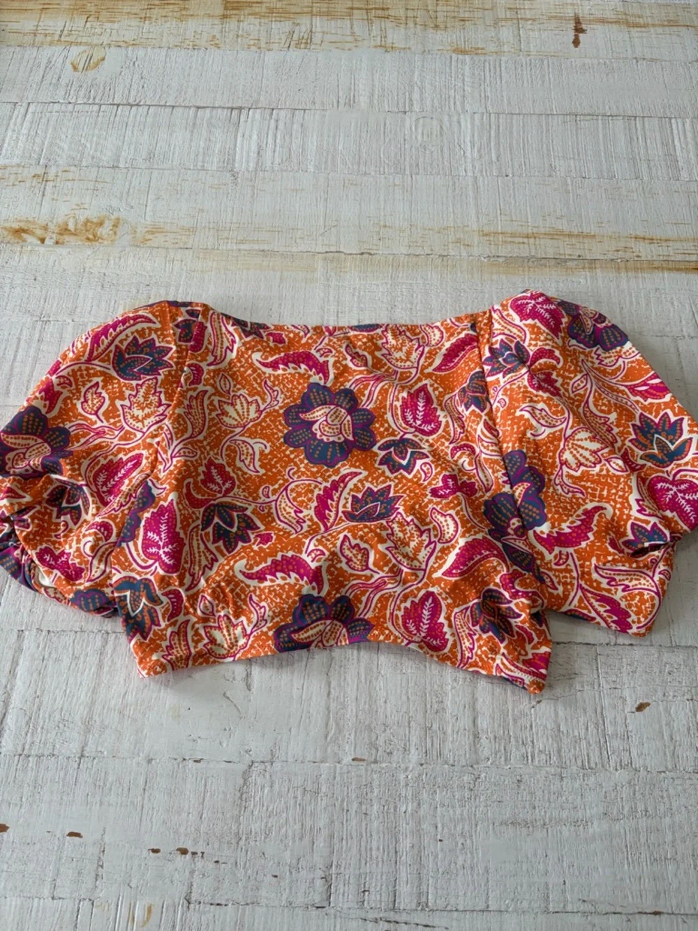 Cleobella Maude Bikini Top NWT size Small Floral Puff Sleeve Tie Front Festival